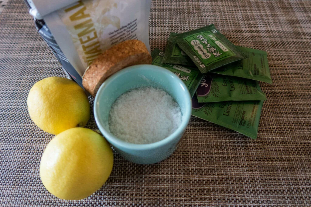 Photo of lemon, salt, tea, coffee