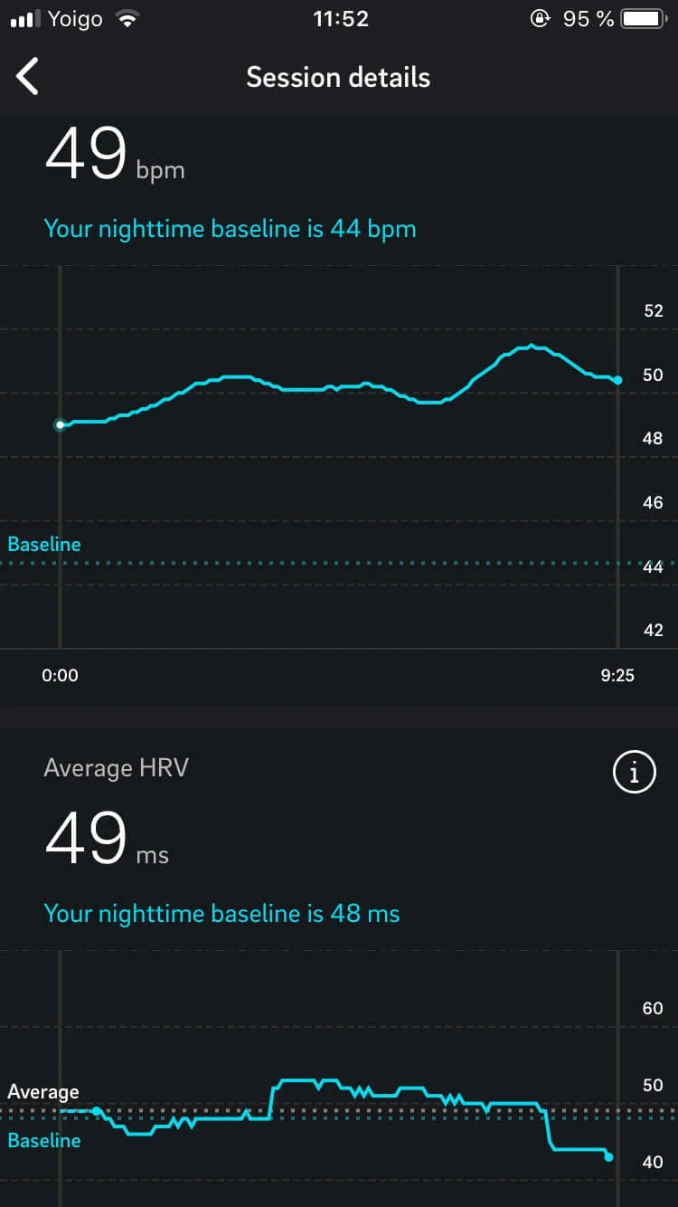 Screenshot of a Moment session from the Oura ring app