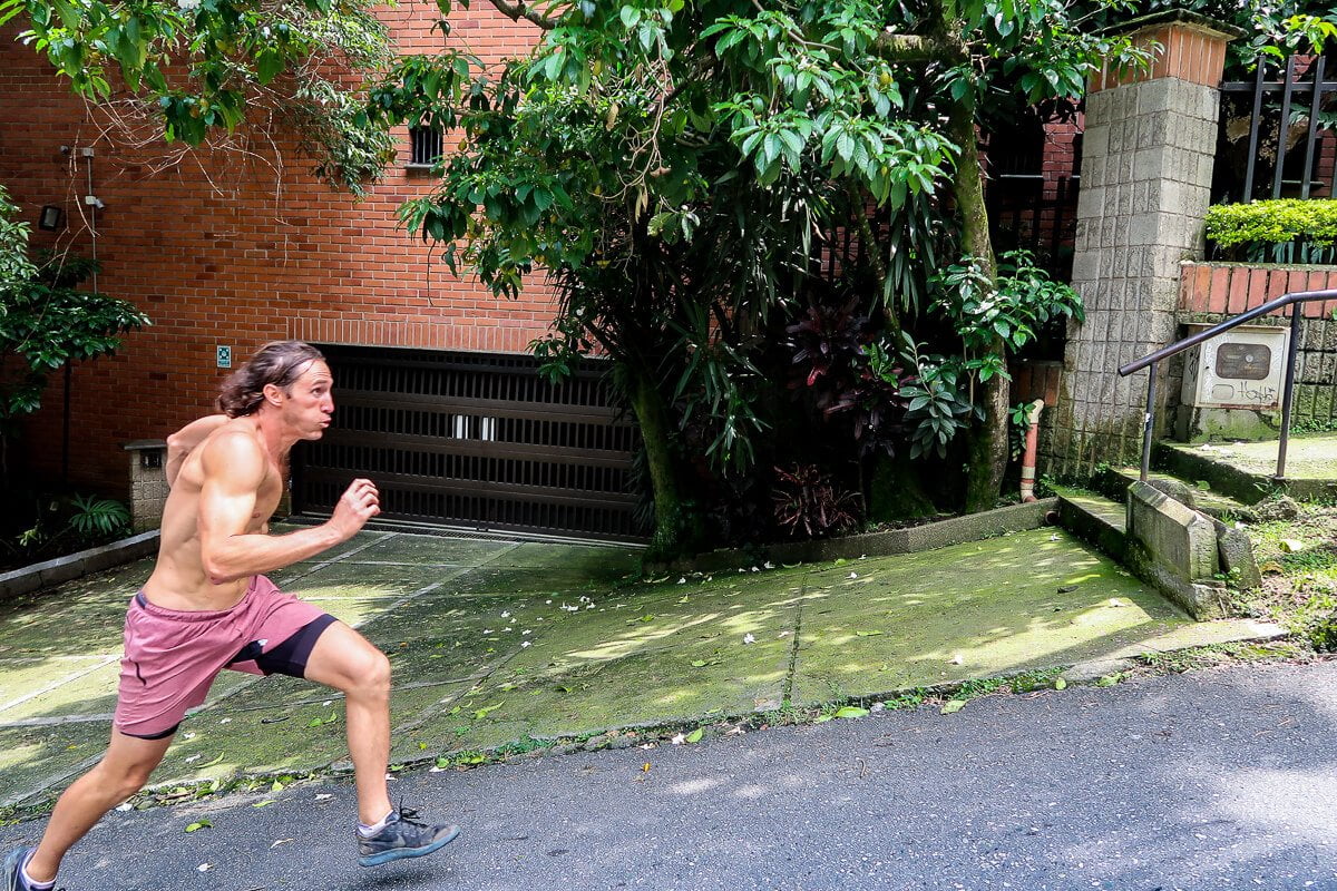 Chris doing a hill sprint in Medellin, Colombia.