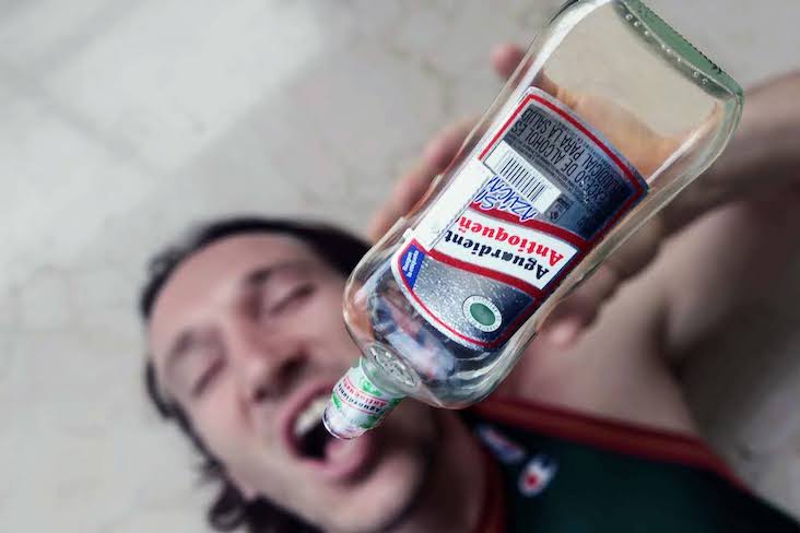 Chris drinking