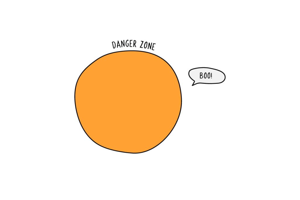 Danger zone saying "boo"