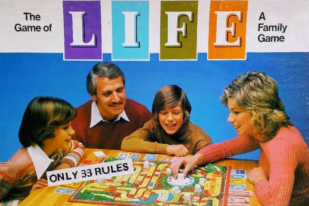 Rules to live by cover image of a slightly altered game of life box