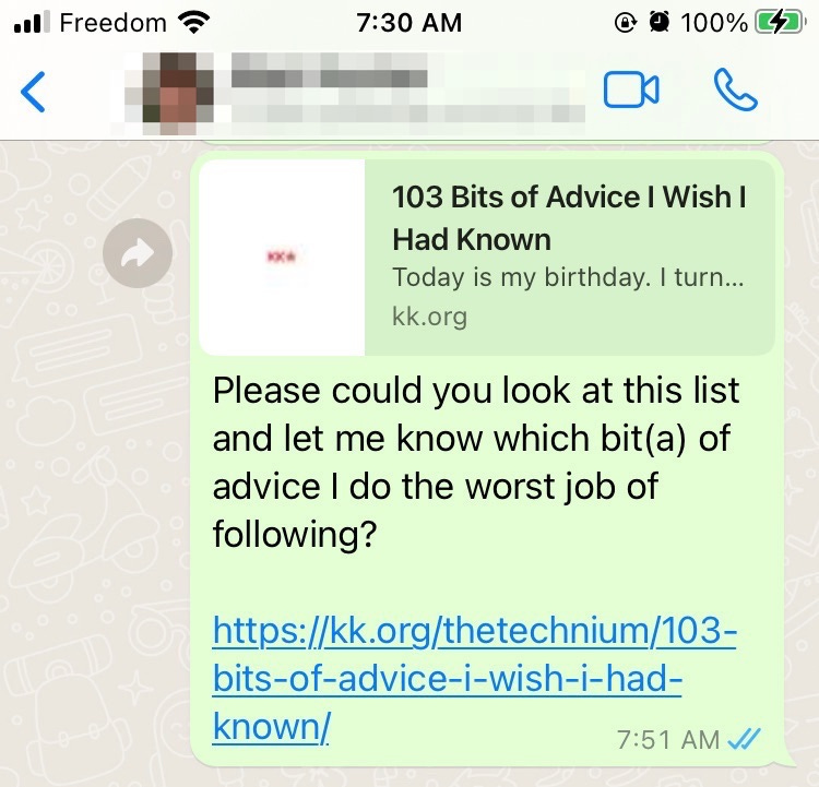 Message asking for advice.