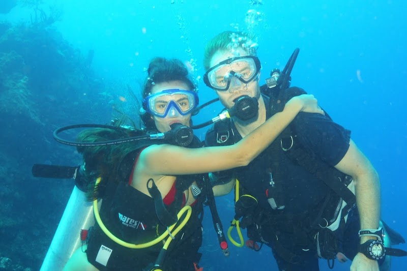 David and his partner scuba diving.