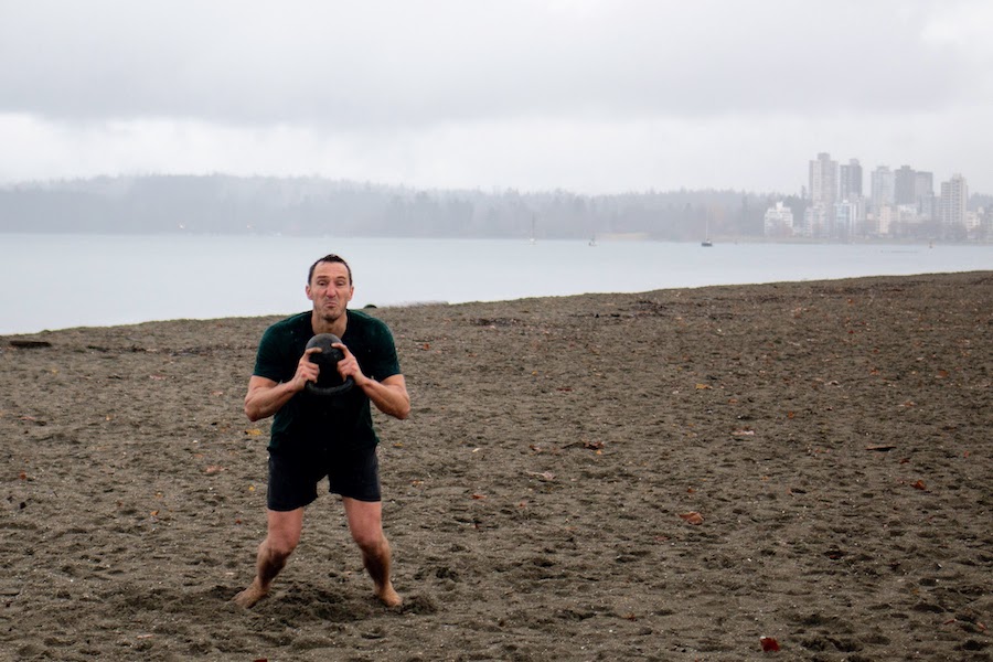 Working out outside in rain.
